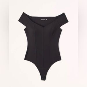 ABERCROMBIE & FITCH Black Ponte Off-Shoulder Bodysuit (L)